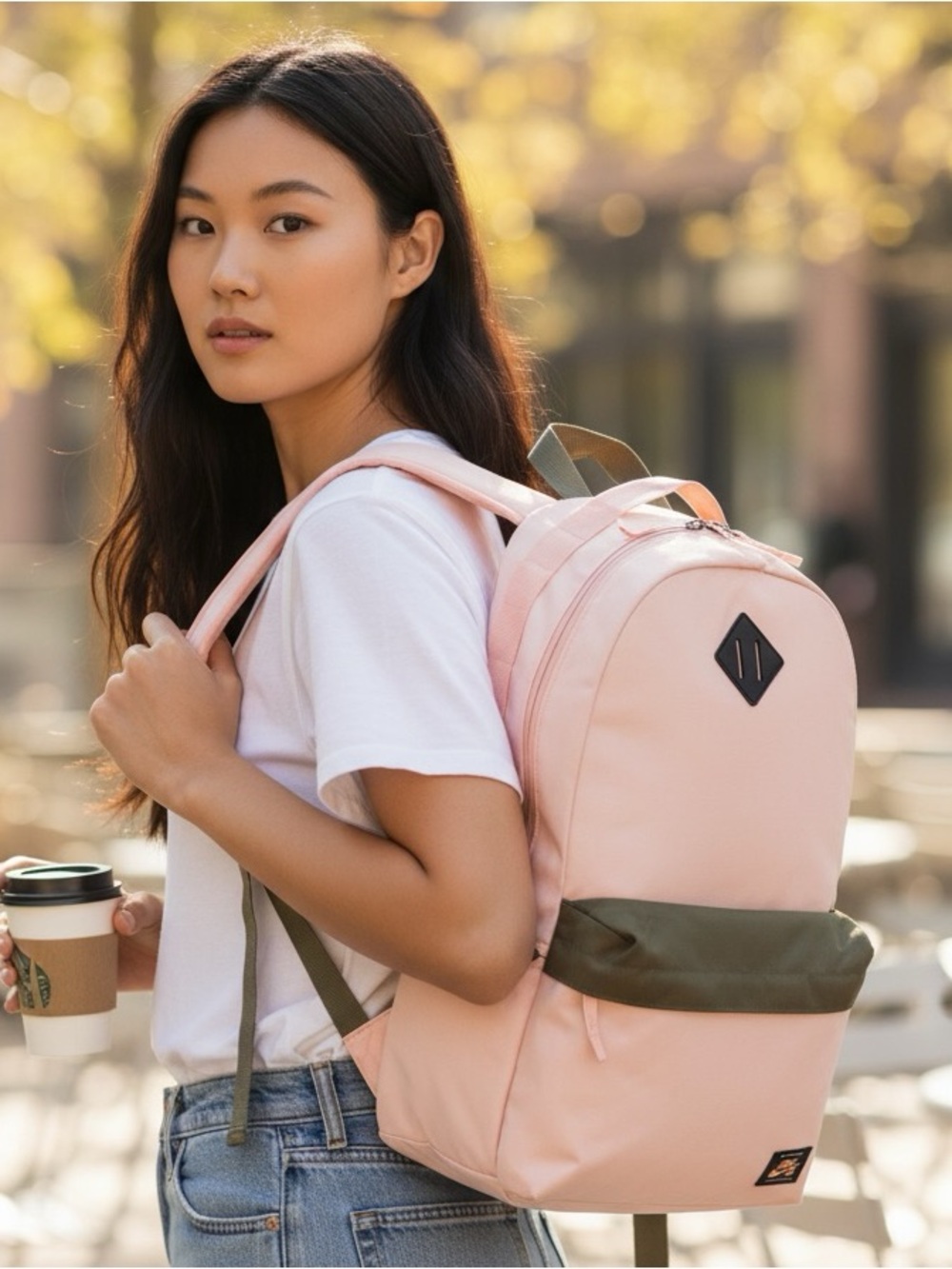 Nike SB Icon Skateboarding Backpack in Washed Coral/Medium Olive